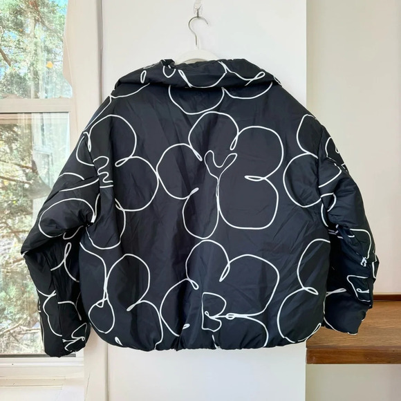 New OBEY Persona Puffer Jacket Coat Abstract Print Black White - Picture 5 of 10
